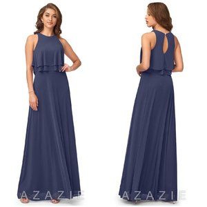 Azazie Genesis Bridesmaid Dress Stormy Blue Mesh